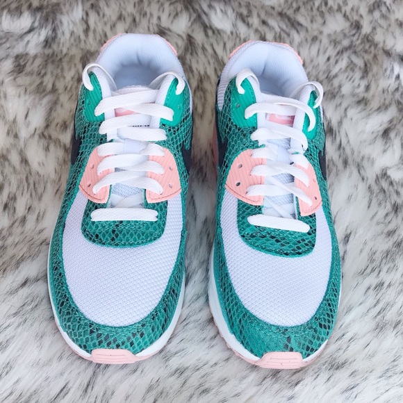 Nike Air Max 90 GS MBD Washed Teal Snakeskin Sneaker Kids 5.5Y Women’s 7 - Picture 4 of 10
